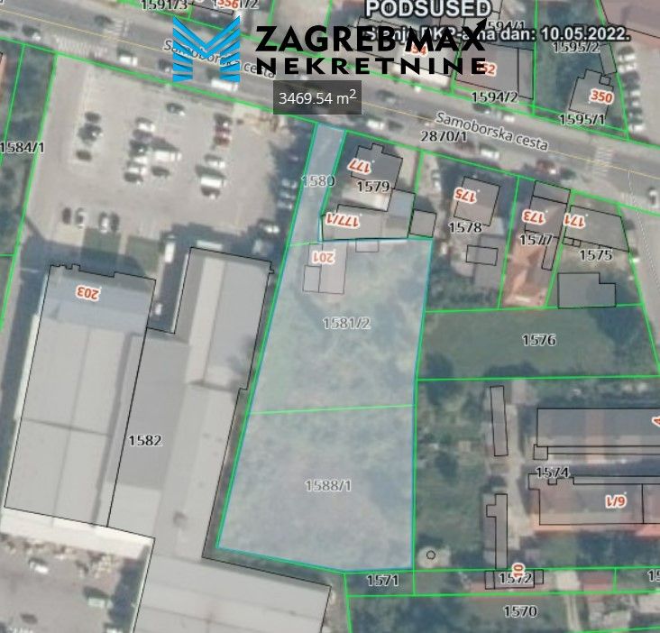 Zagreb - SAMOBORSKA CESTA Građevinsko zemljište 3.429 m2 odličnoj lokaciji, PRILIKA