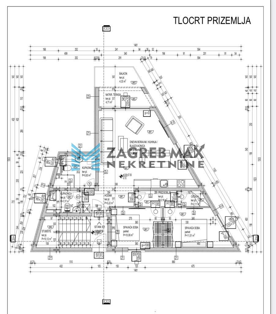 Zagreb - TROGIR Luksuzan 3soban apartman 77 m2, novogradnja, loggia, balkon, parking
