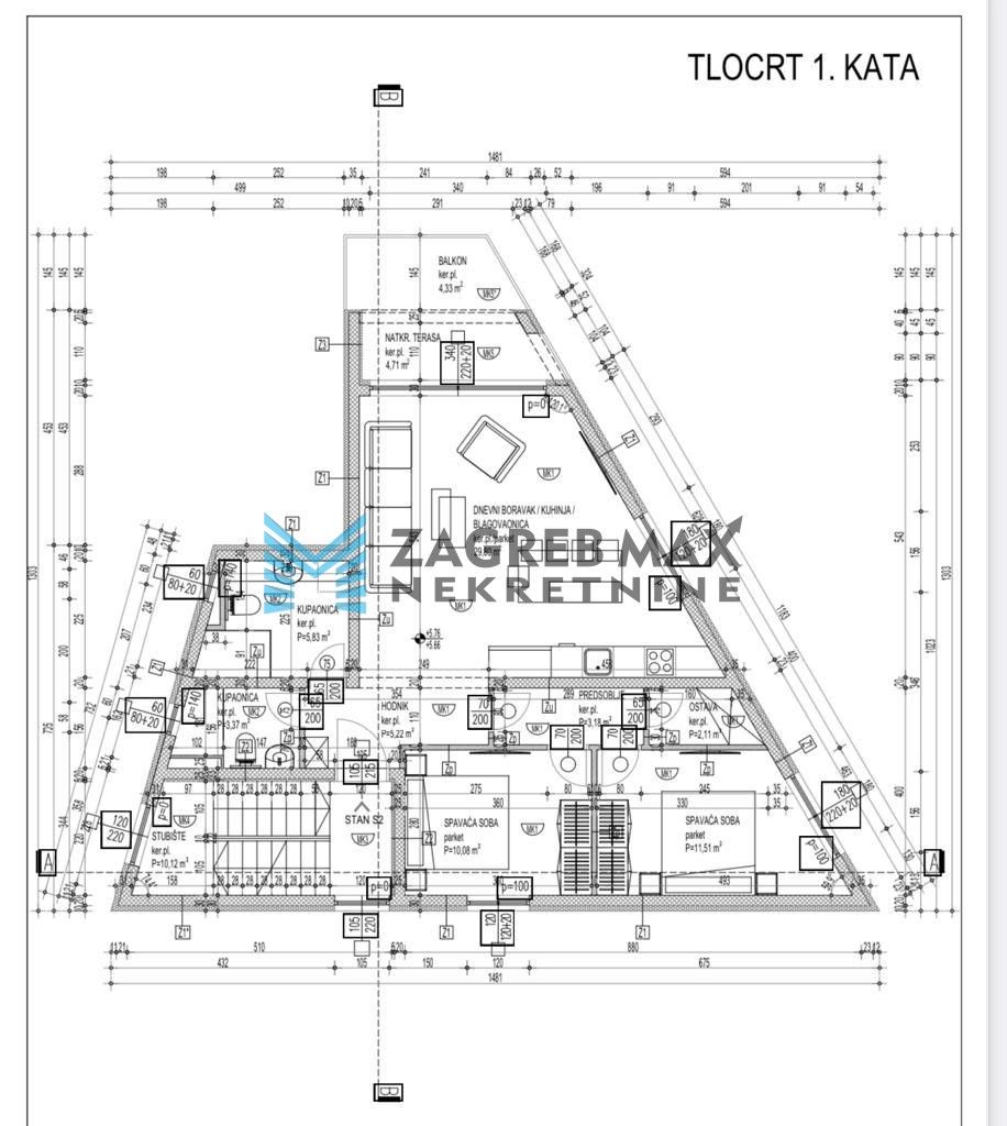 Zagreb - TROGIR Luksuzan 3soban apartman 77 m2, novogradnja, loggia, balkon, parking