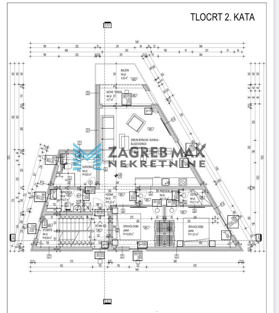Zagreb - TROGIR Luksuzan 3soban apartman 77 m2, novogradnja, loggia, balkon, parking