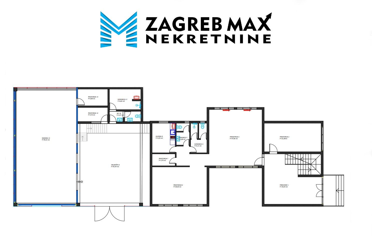 Zagreb - SLAVONSKA AVENIJA Uredski prostor i skladište 624m2, dvorište 13406 m2, BEZ PROVIZIJE