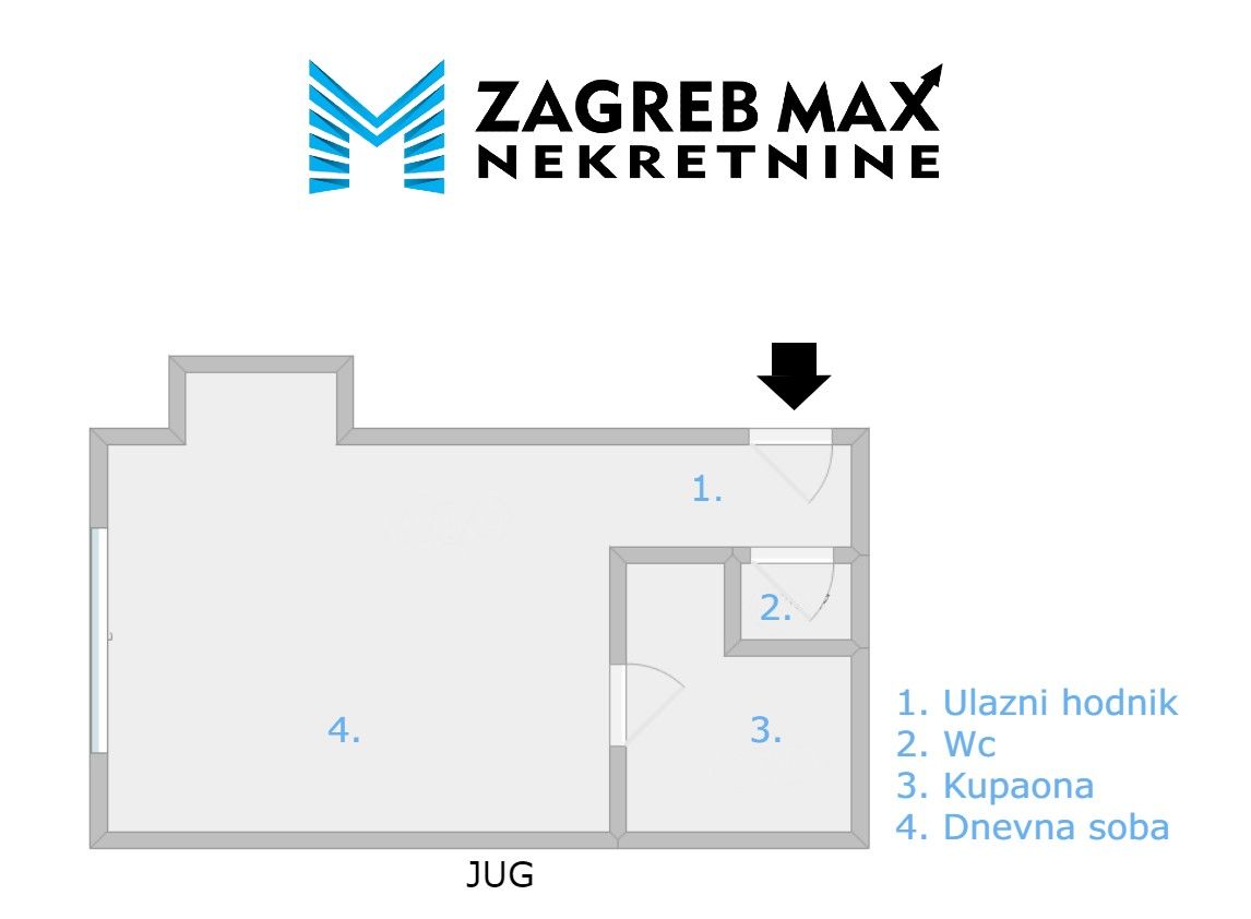 Zagreb - DONJI GRAD Garsonjera od 24m2, visoko prizemlje, spremište