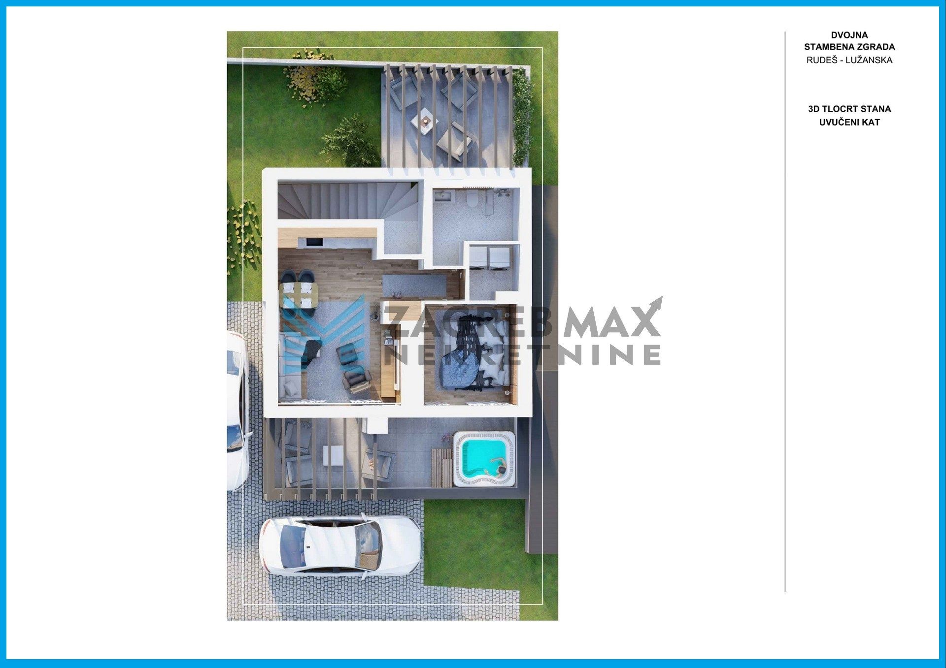 Zagreb - RUDEŠ - Lužanska, 2-sobni, novogradnja, parking, terasa, jacuzzi - S2