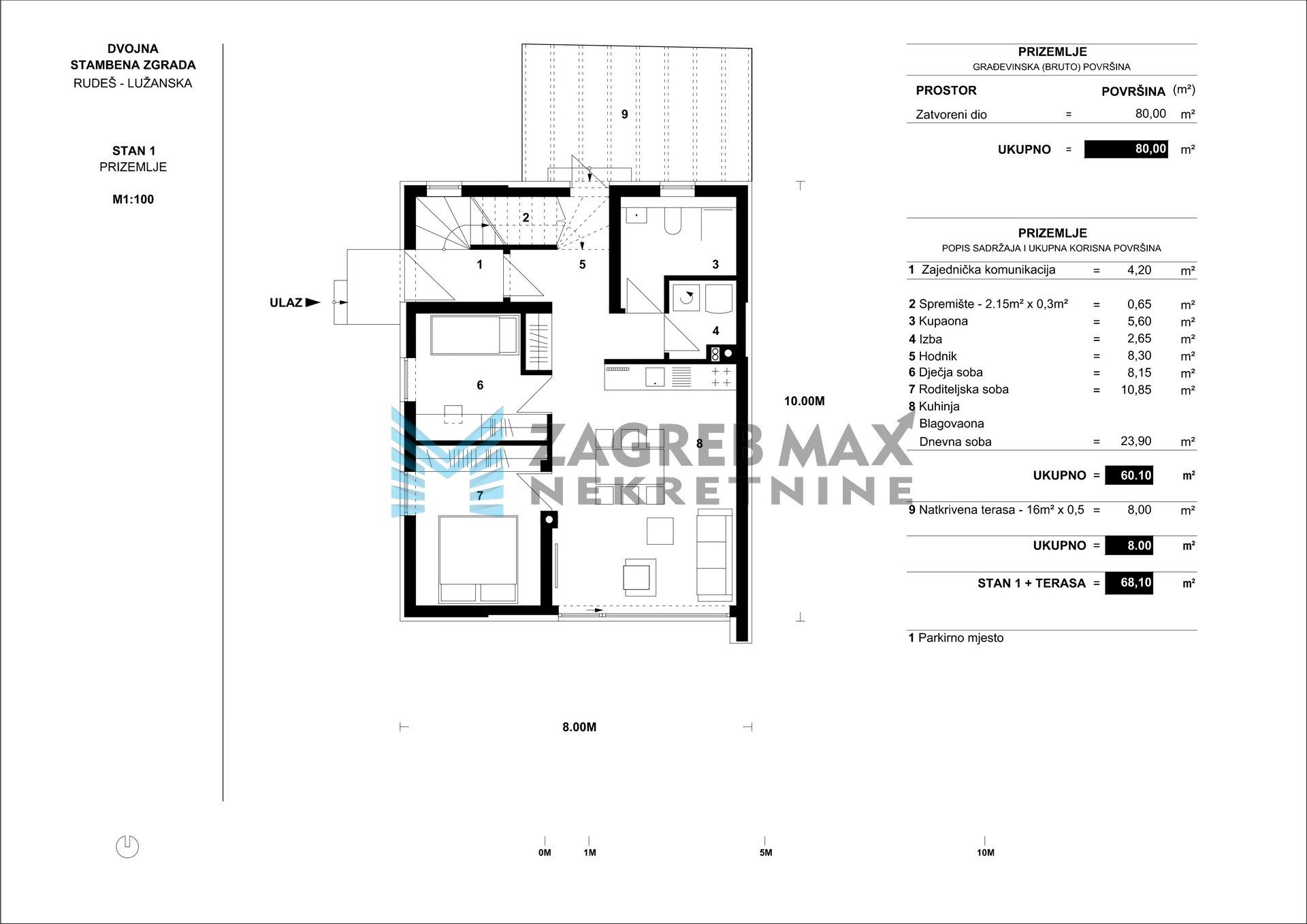Zagreb - RUDEŠ - Lužanska, 3-sobni, novogradnja, parking, terasa - S1