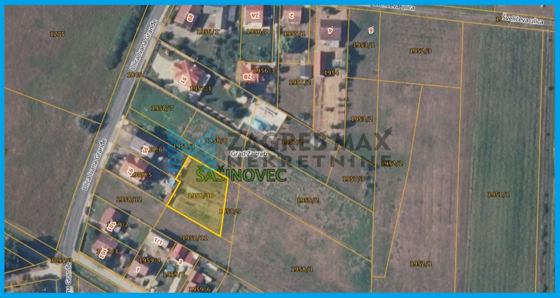 Zagreb - ŠAŠINOVEC - I.Granđe - građevinsko zemljište 954 m²