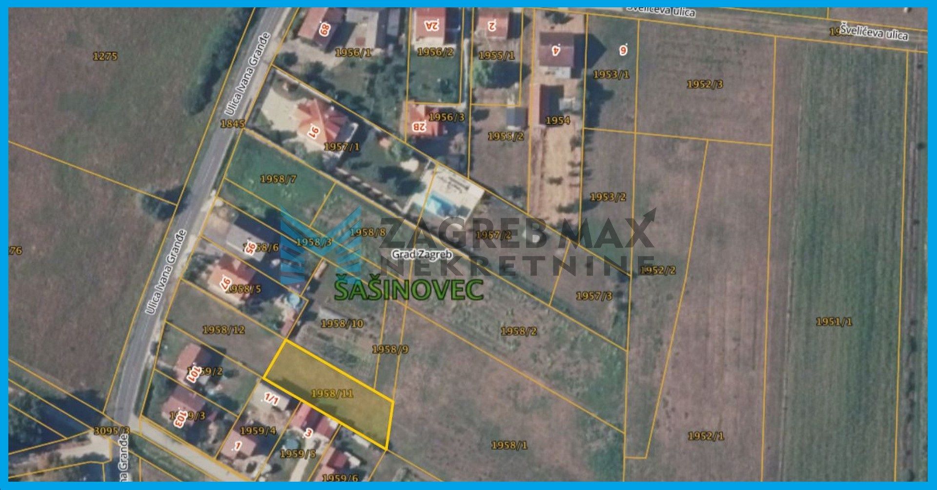 Zagreb - ŠAŠINOVEC - I.Granđe - građevinsko zemljište 717 m²