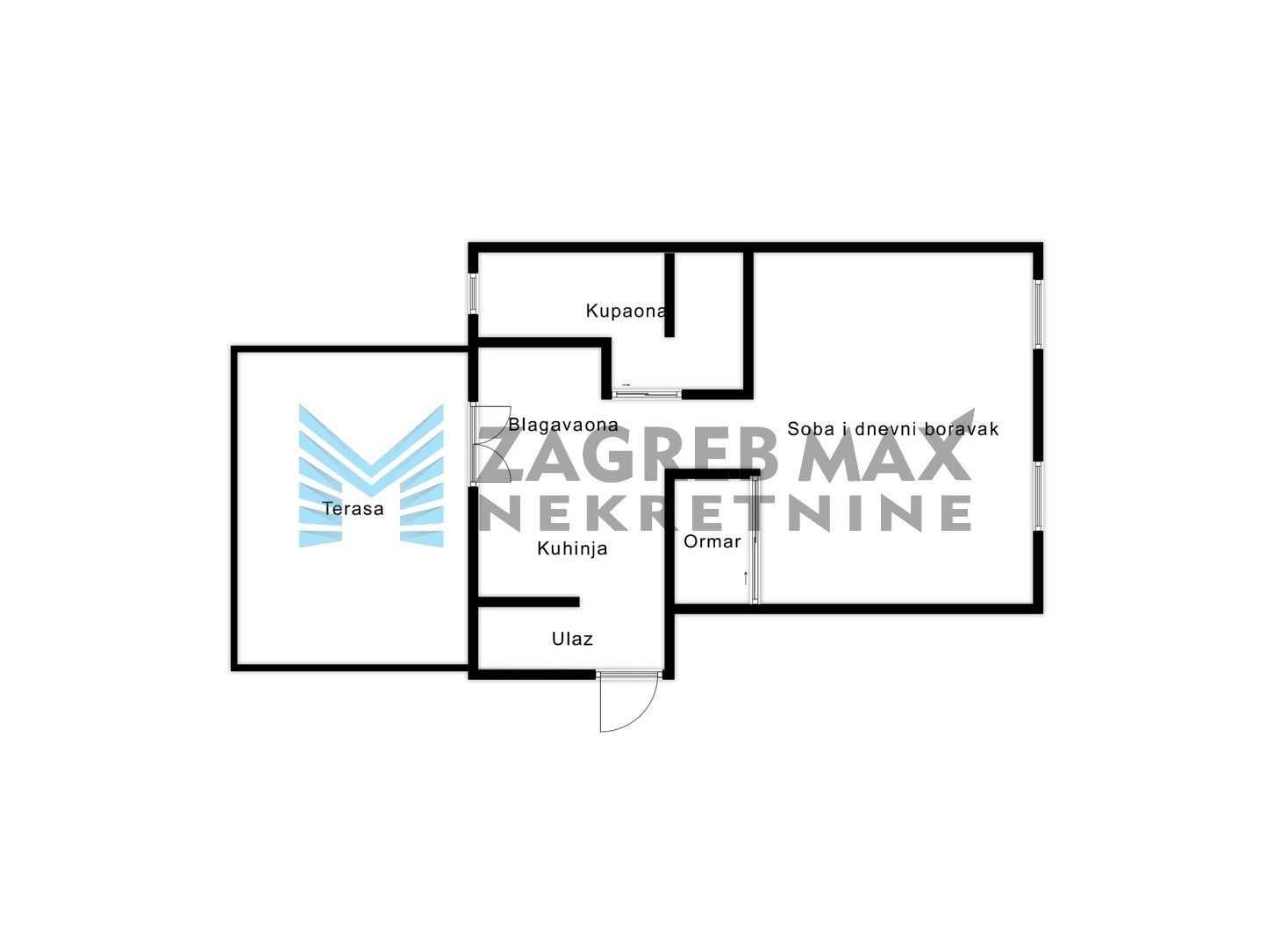 Zagreb - BRITANAC - Primorska - 1-sobni, 48 m2, osvijetljen, terasa