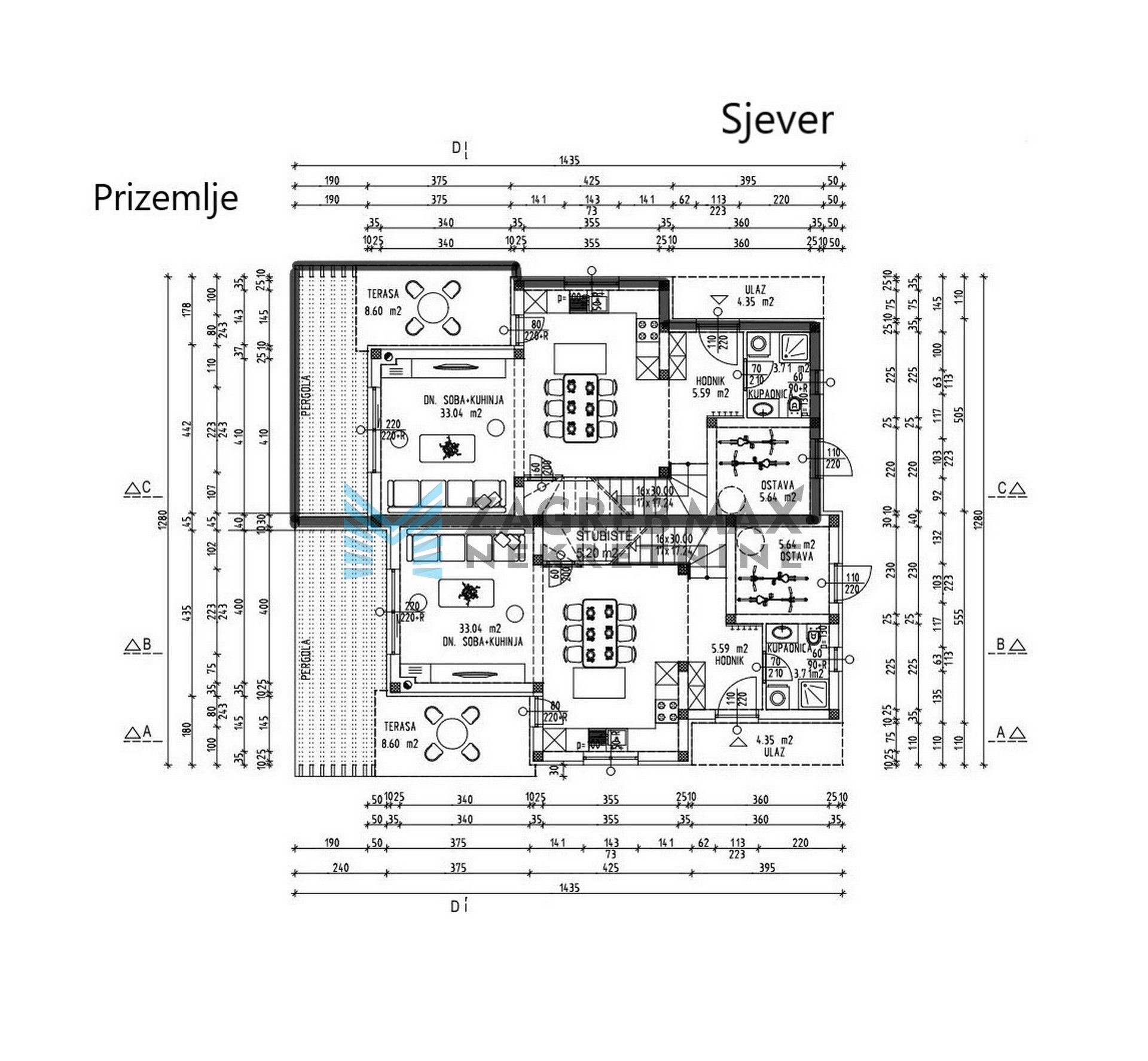 Zagreb - PETROVIJA – 4-sobni, roh-bau, 2 terase, bazen, 2 VPM, spremište