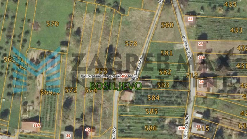 Zagreb - ČAZMA - Bosiljevo brdo - građevinsko zemljište - 2166 m2